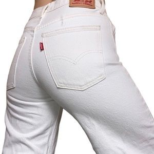 White Wide Leg Levis